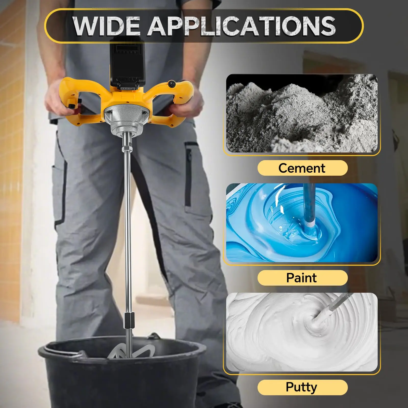 Беспроводной миксер для цемента подходит для dewalt - Фотография_3