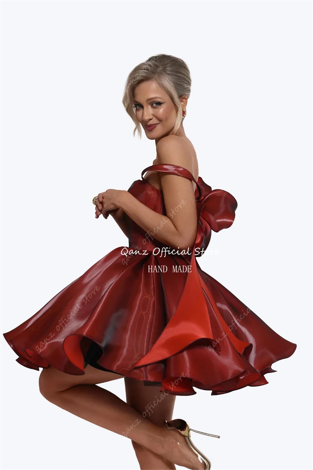 Qanz розовые атласные платья для - Фотография_4