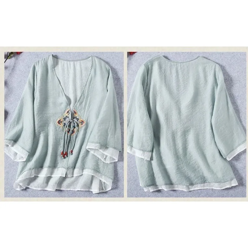 Традиционные китайские женские топы из хлопка и льна - Фотография_6