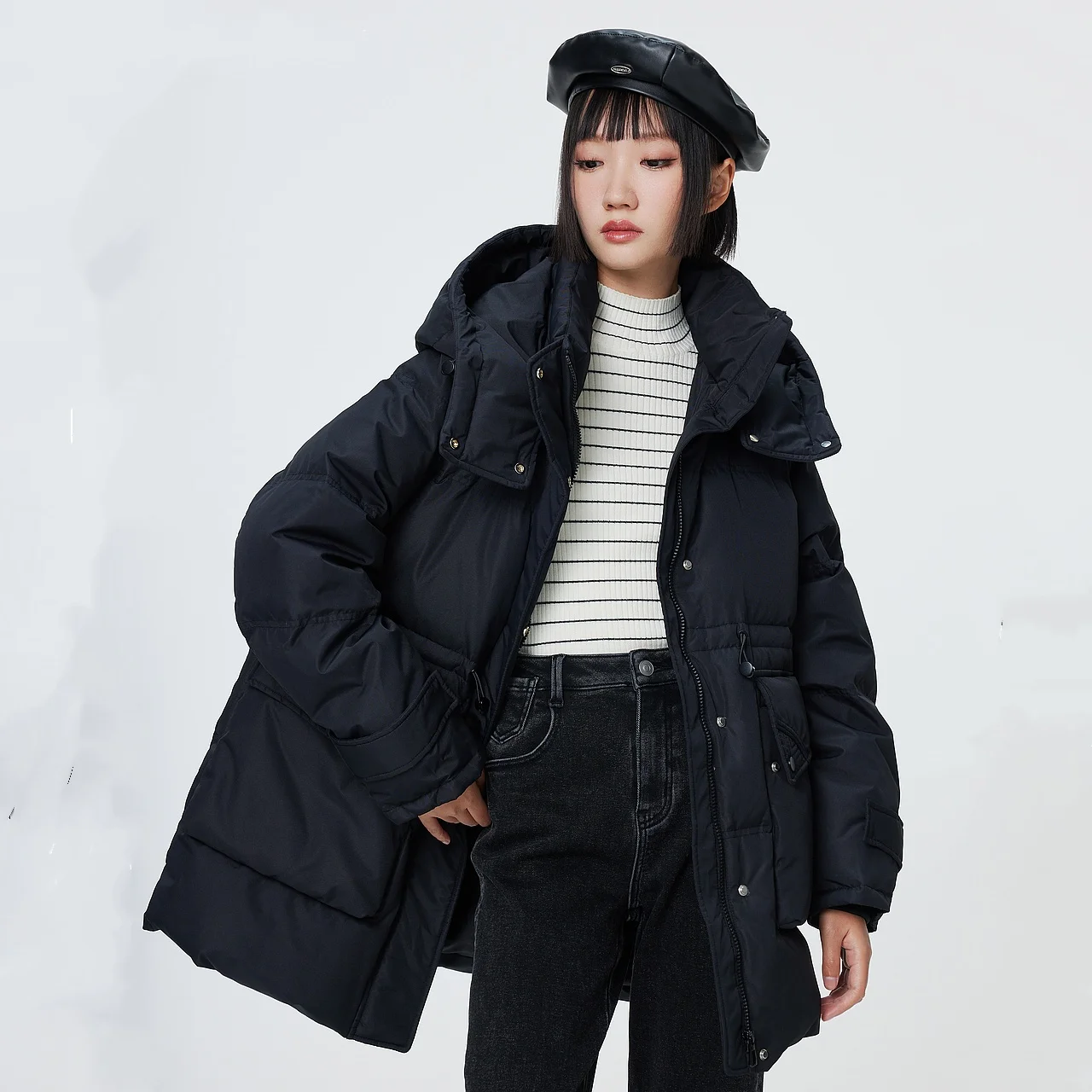 Metersbonwe женский длинный пуховик большого размера с капюшоном - Фотография_6