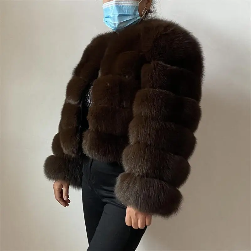 Beiziru женское пальто из натурального лисьего меха с длинными рукавами - Фотография_3