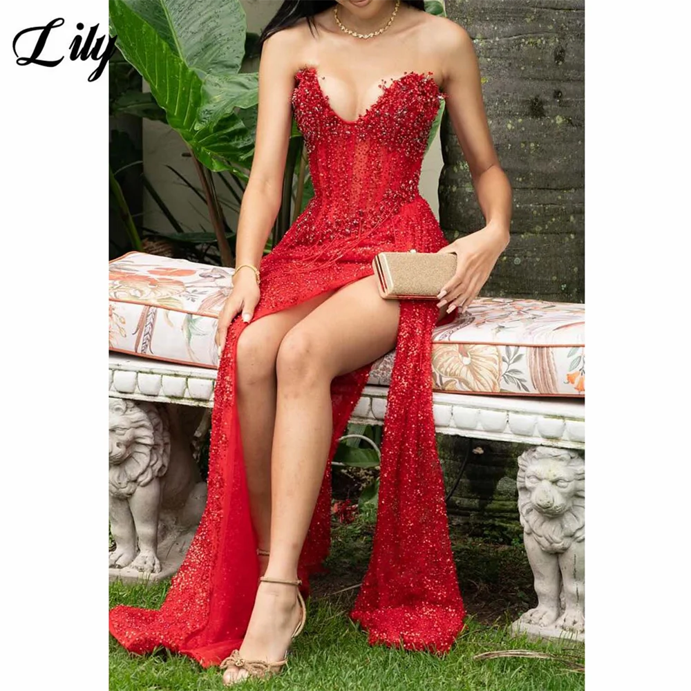 Вечернее платье красного цвета лилии - Фотография_2