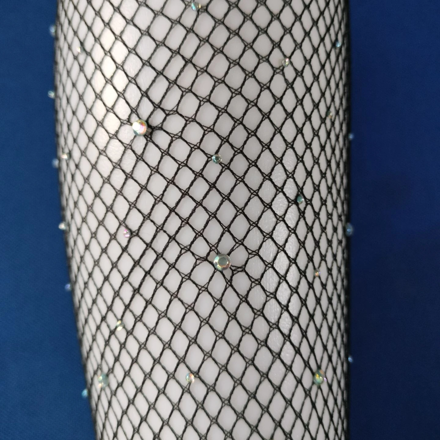 Женские тонкие сетчатые нейлоновые блестящие чулки со стразами - Фотография_4