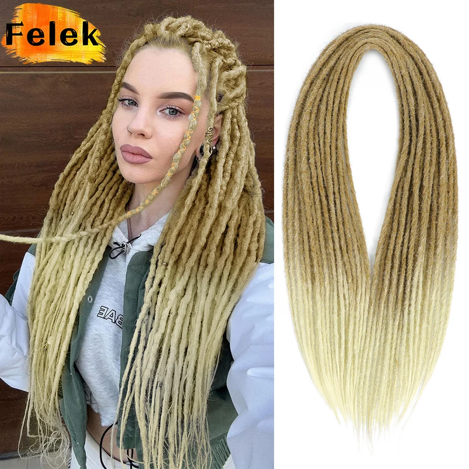 24-дюймовые мягкие двусторонние дреды для наращивания волос - Фотография_3