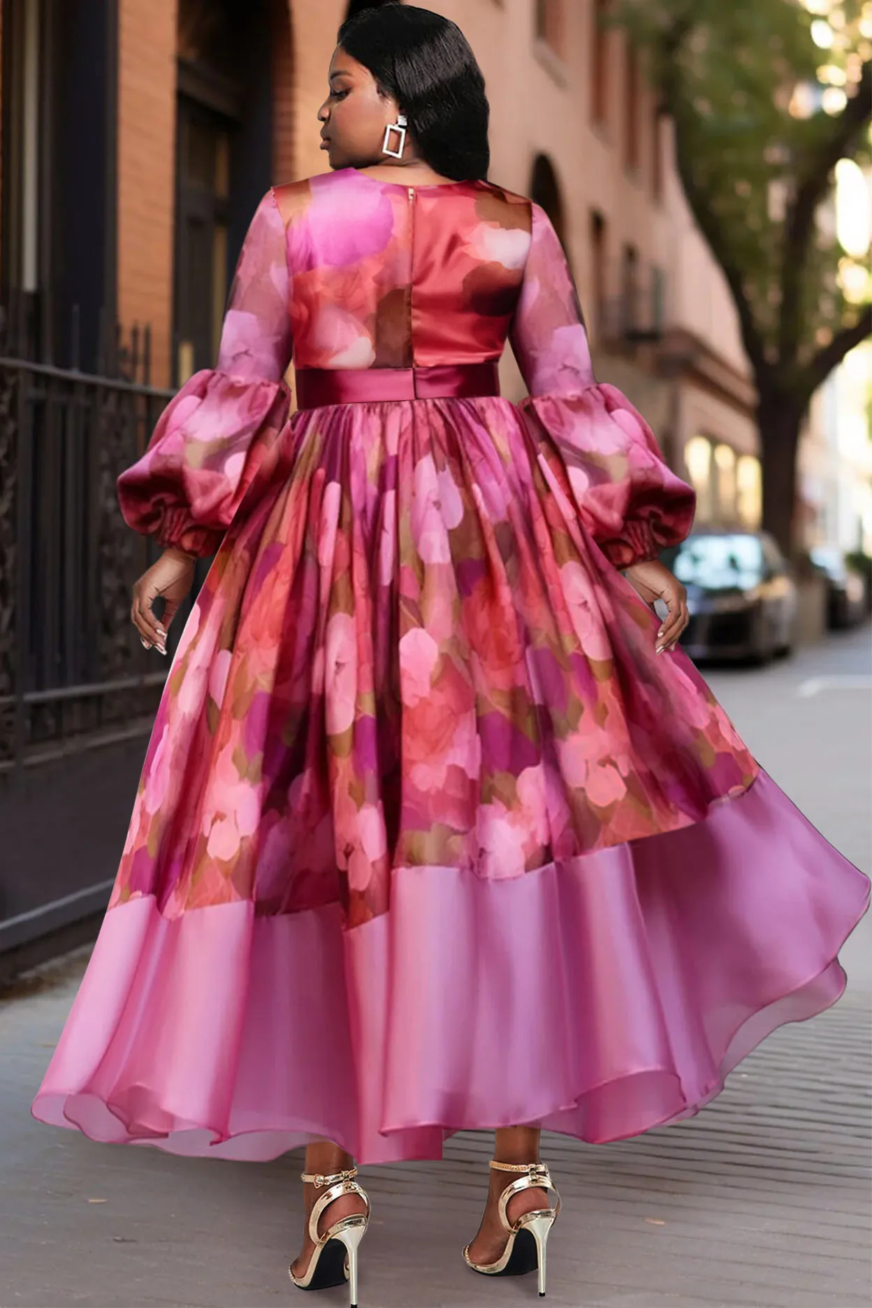 Формальные розовые платья миди - Фотография_3