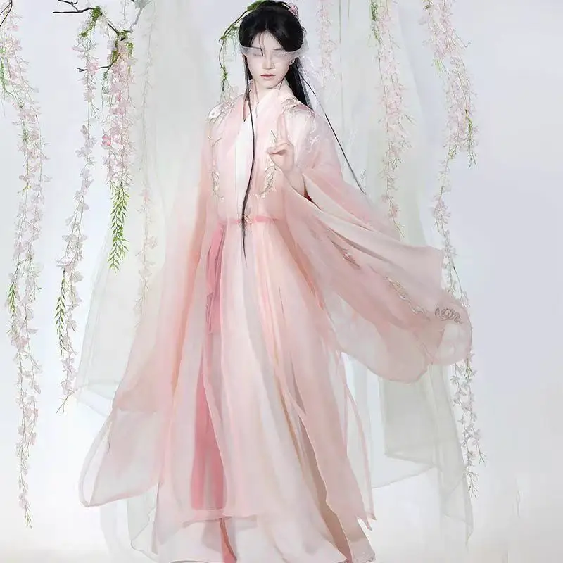 Розовый вышитый ханьфу для мужчин и женщин - Фотография_4