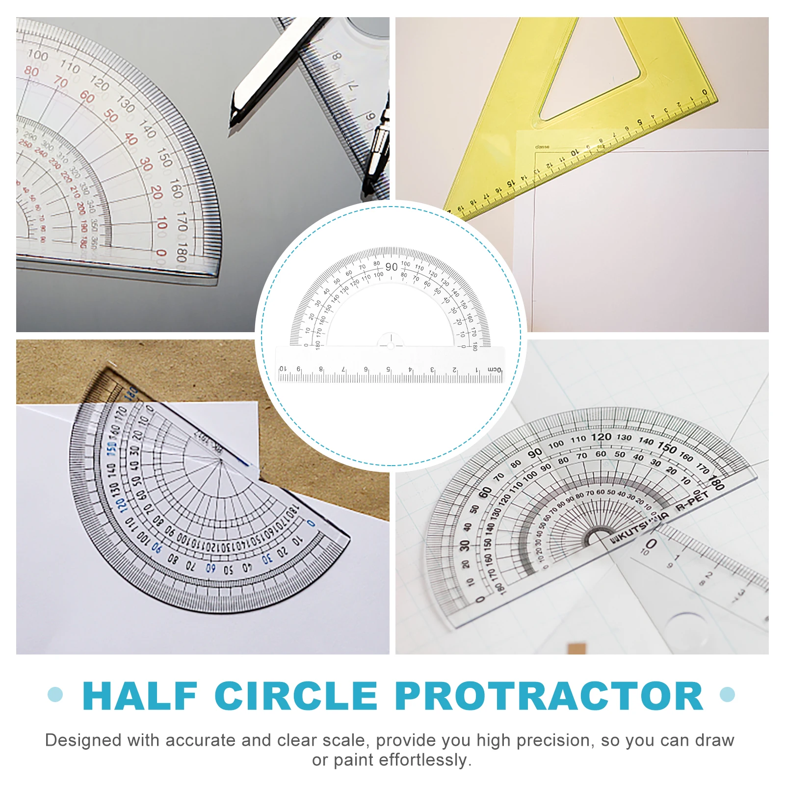 Транспортир, инструмент для рисования для измерения математического угла - Фотография_2