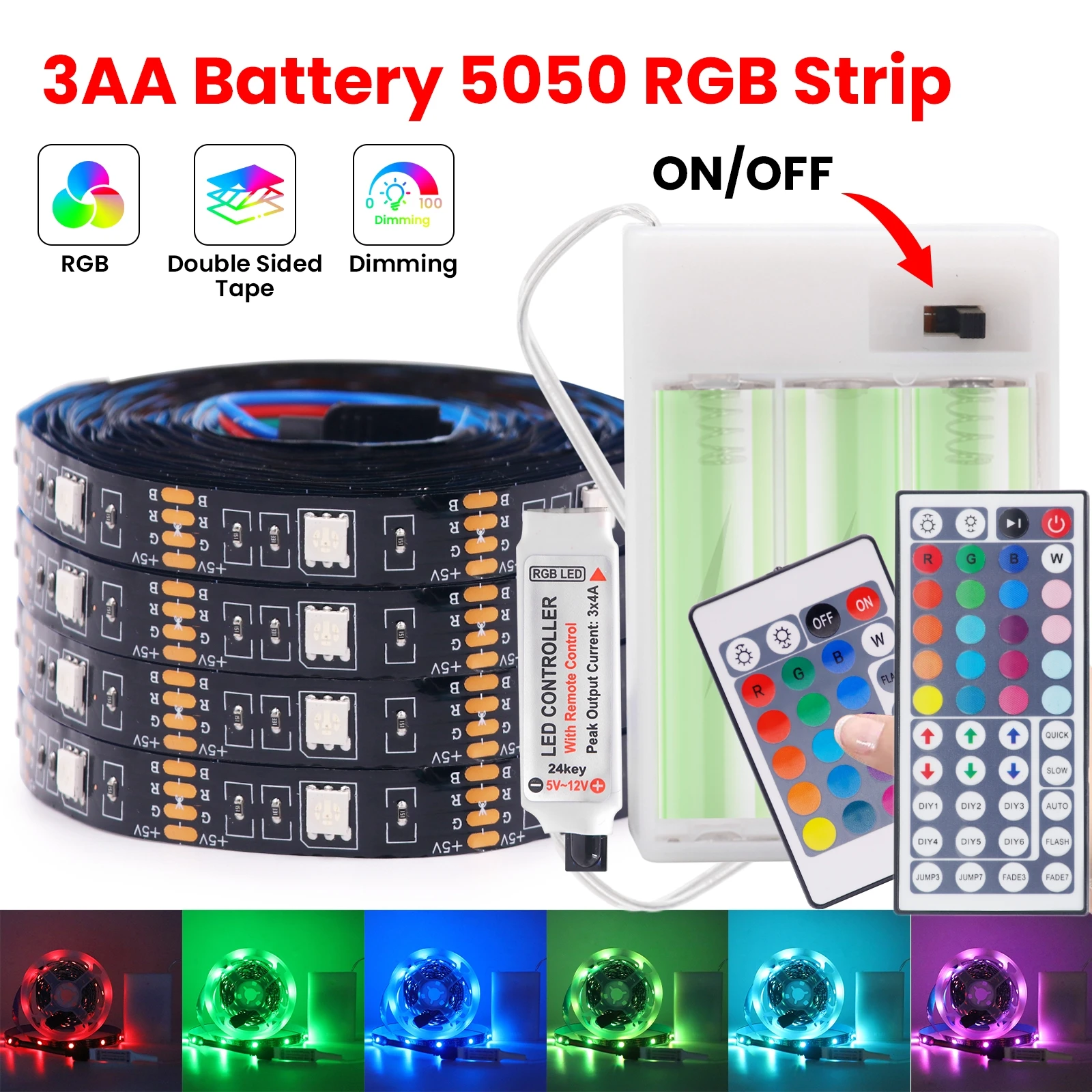 3aa батарея питание 5 в rgb светодиодная - Фотография_3