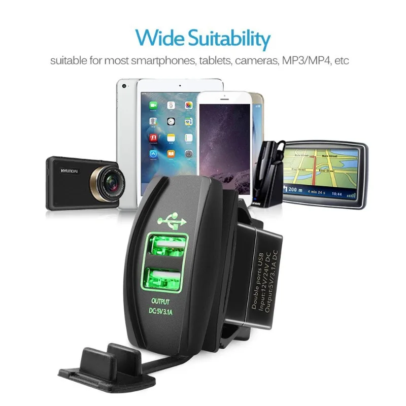 Зарядное устройство с двумя кулисными переключателями usb