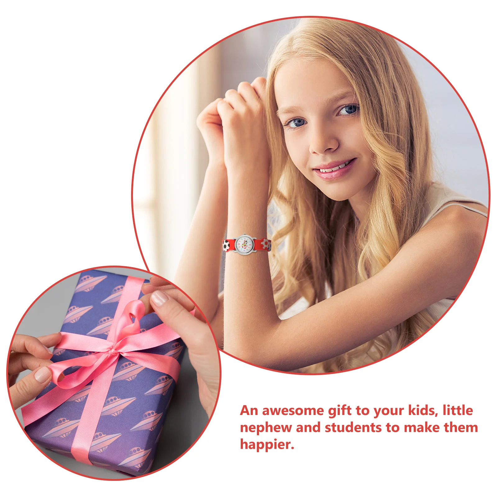 Прочные детские спортивные часы с мультяшным футбольным мячом