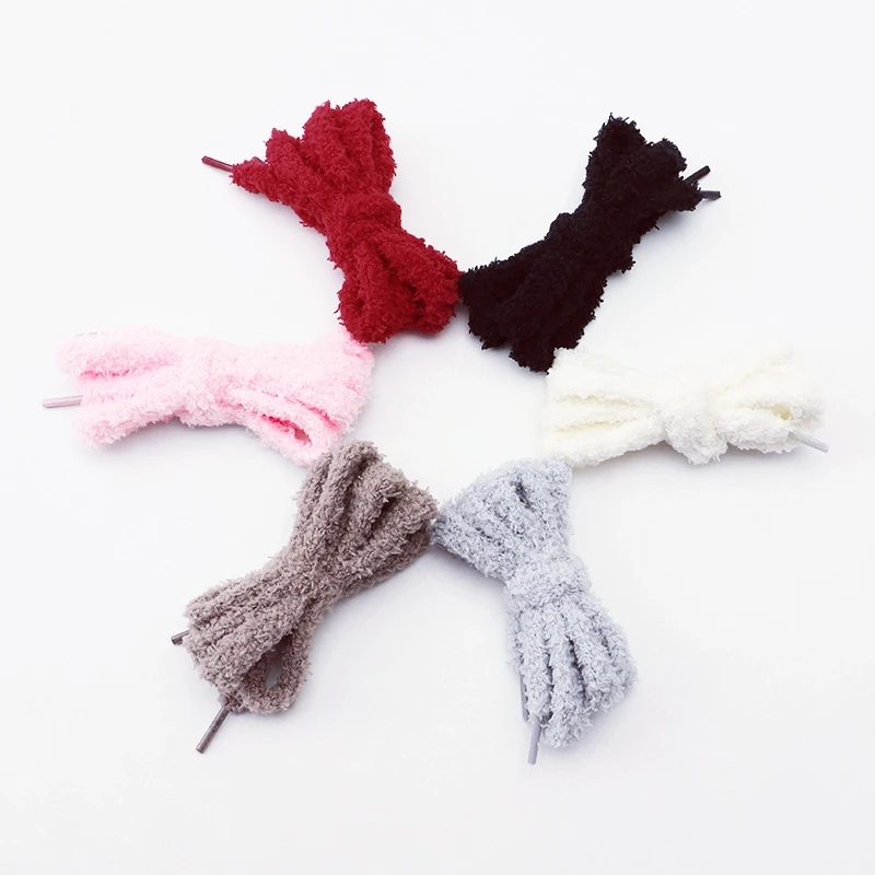 1 пара модных круглых плюшевых шнурков шириной 1 см - Фотография_2