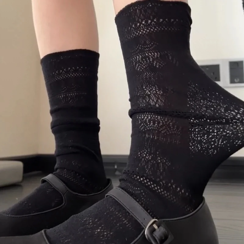 Милые сетчатые ажурные белые ворсовые носки - Фотография_2