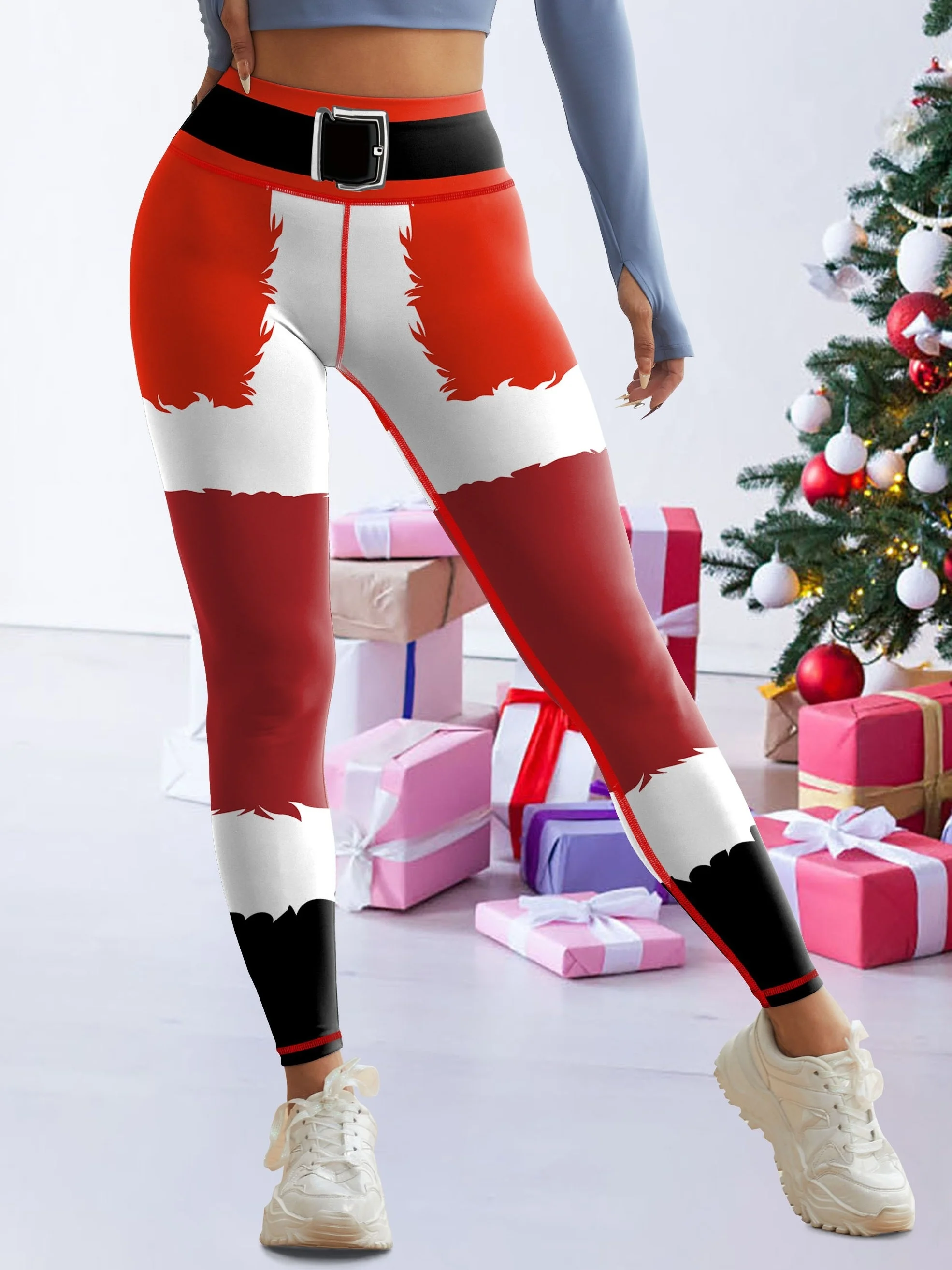 Женские брюки для йоги в рождественском стиле с 3d принтом - Фотография_5