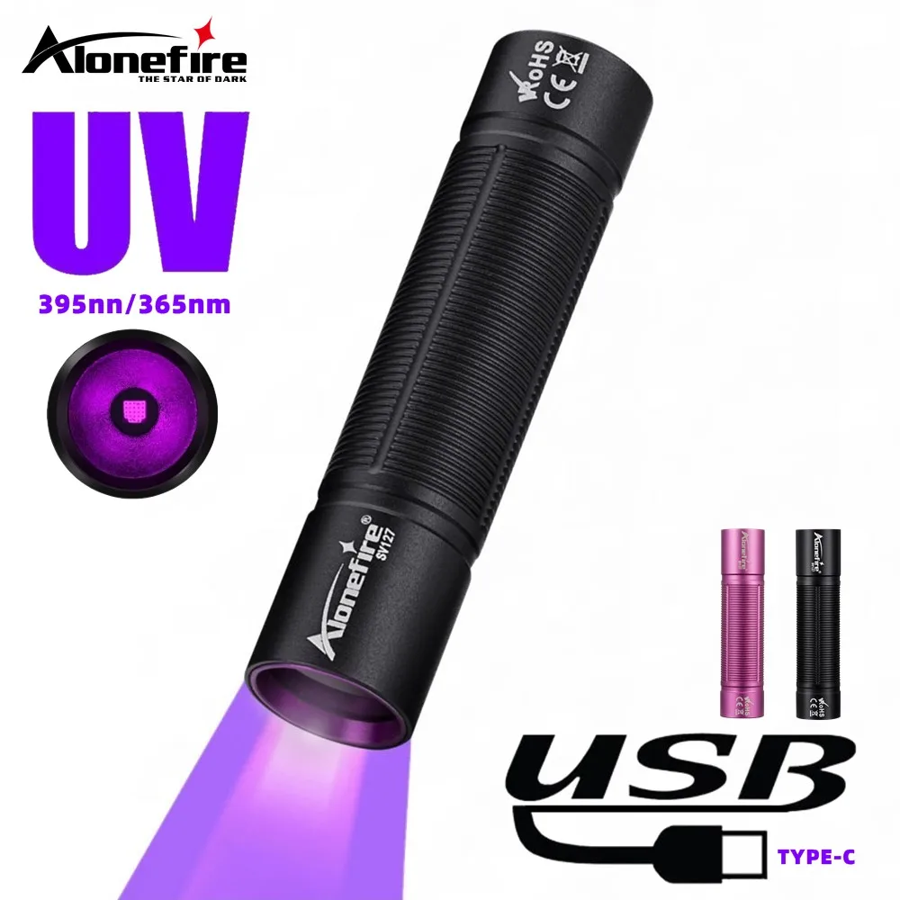 Мини 365 нм уф-фонарик usb перезаряжаемый