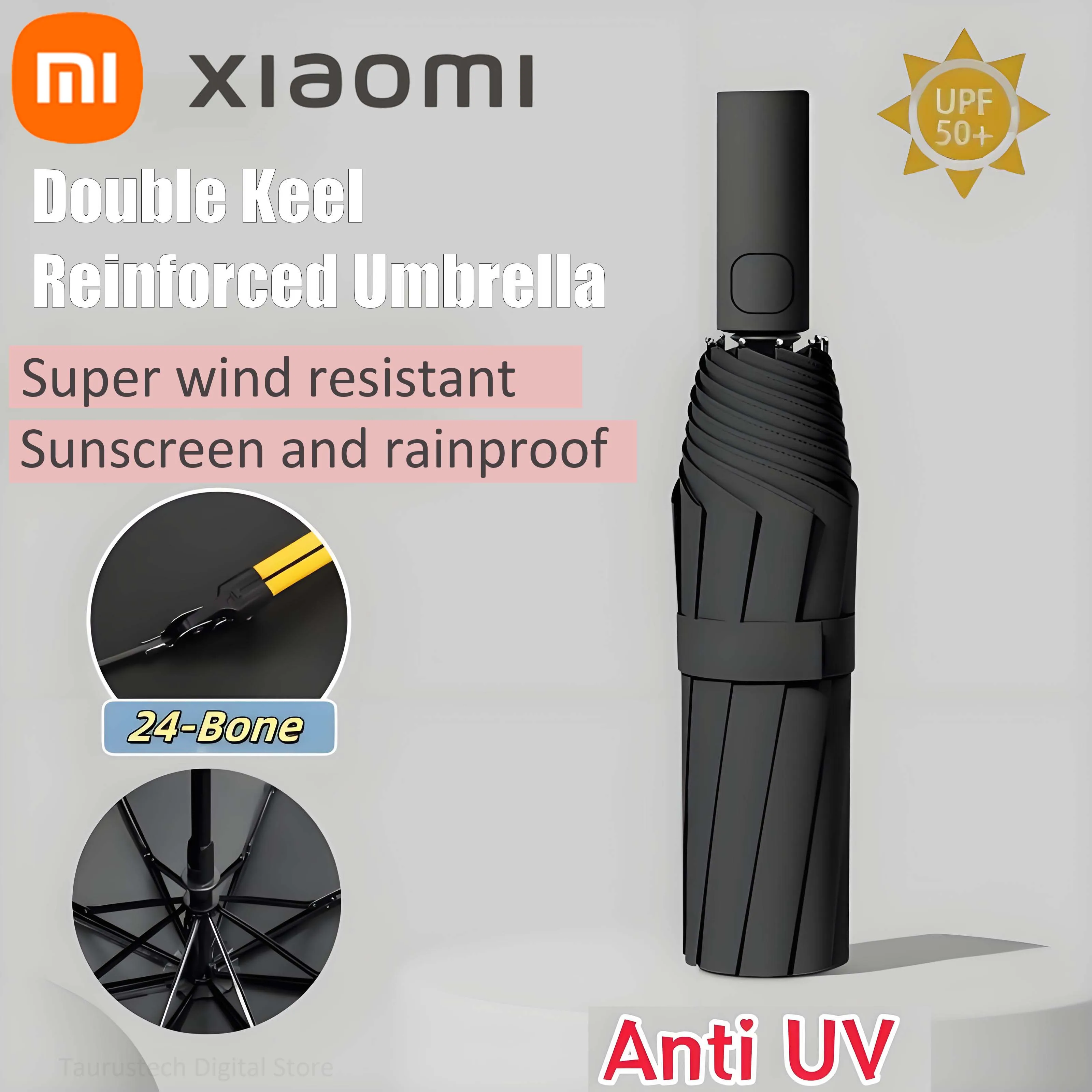 Полностью автоматический складной зонт с двойной костью xiaomi 24