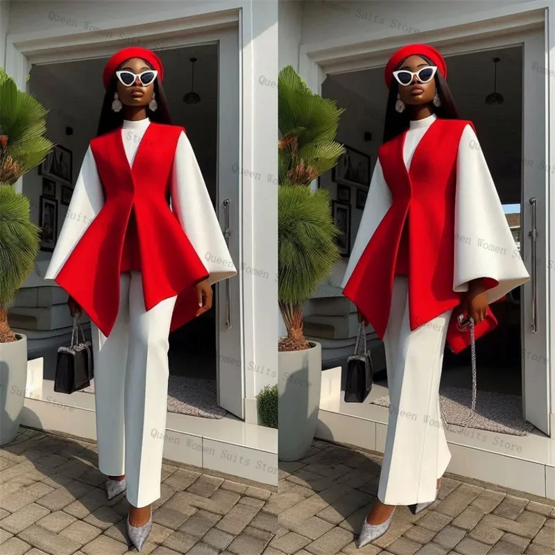 Белый, красный женский костюм