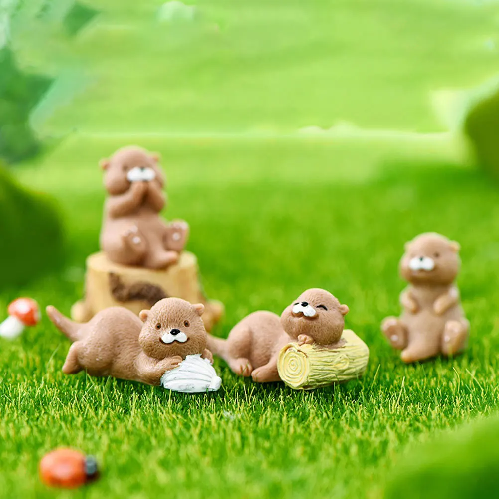 8 pcs miniature otter figurines