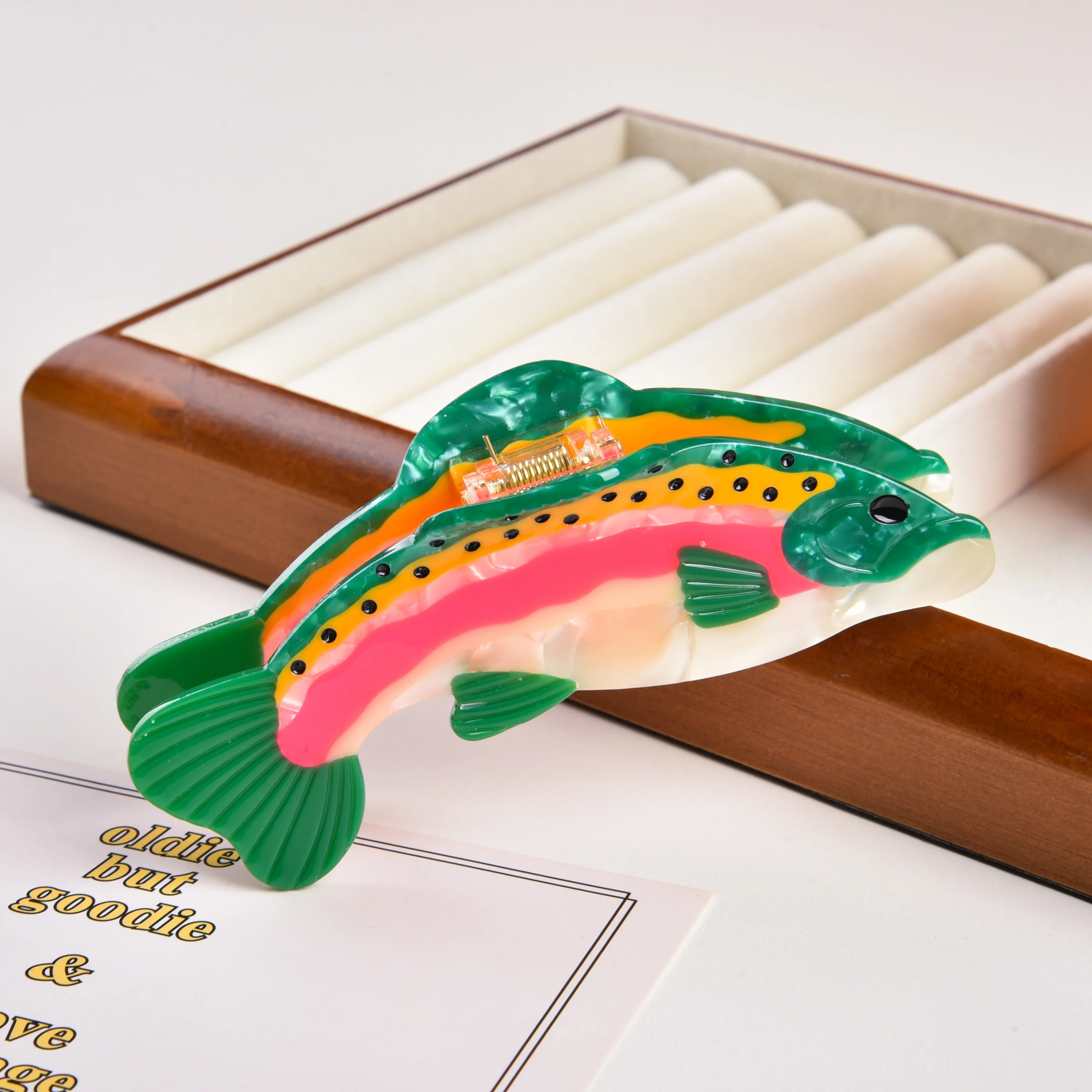 Ds 12 см, большие заколки для волос из зеленой форели - Фотография_2