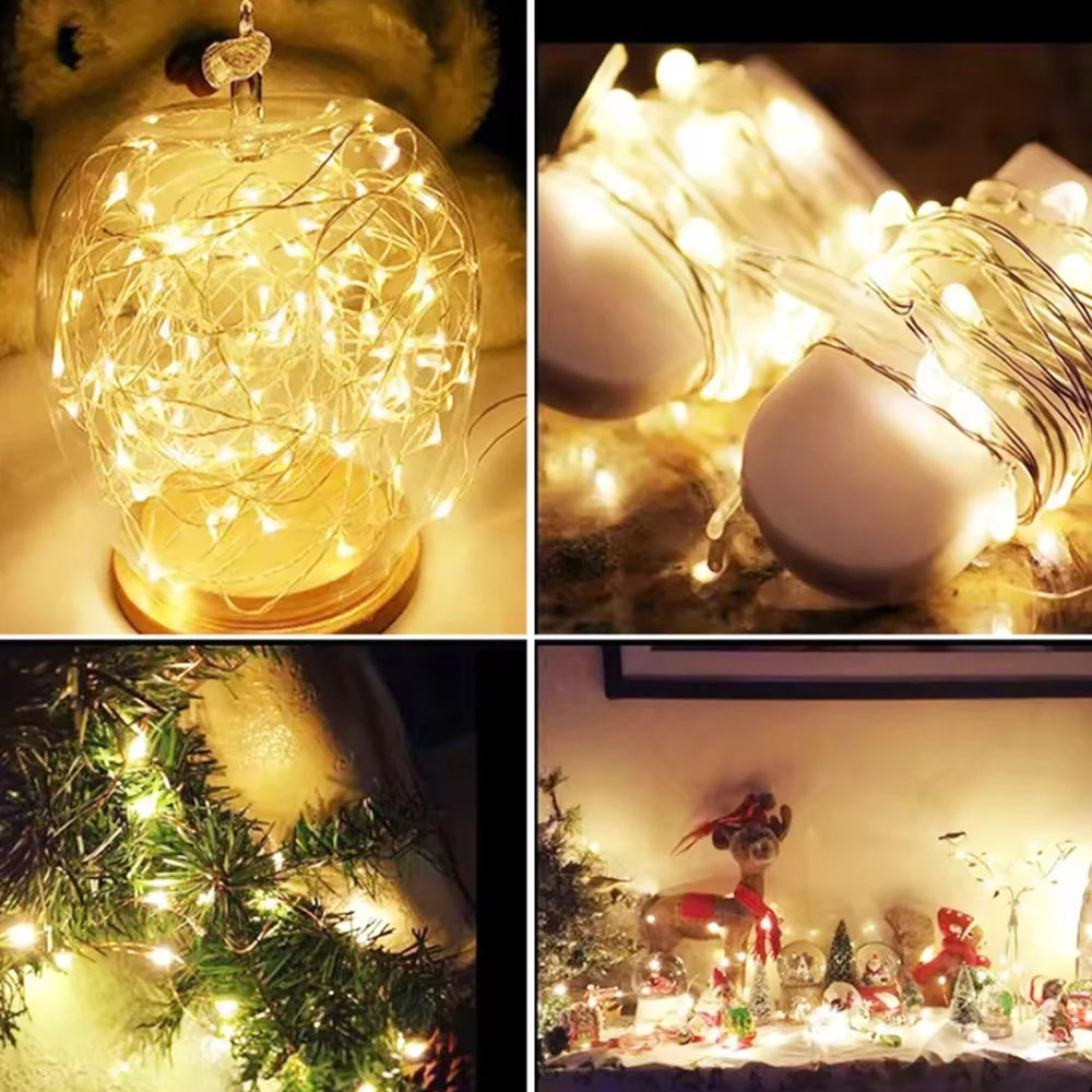 Luces светодиодные гирлянды из медной проволоки на батарейках - Фотография_6