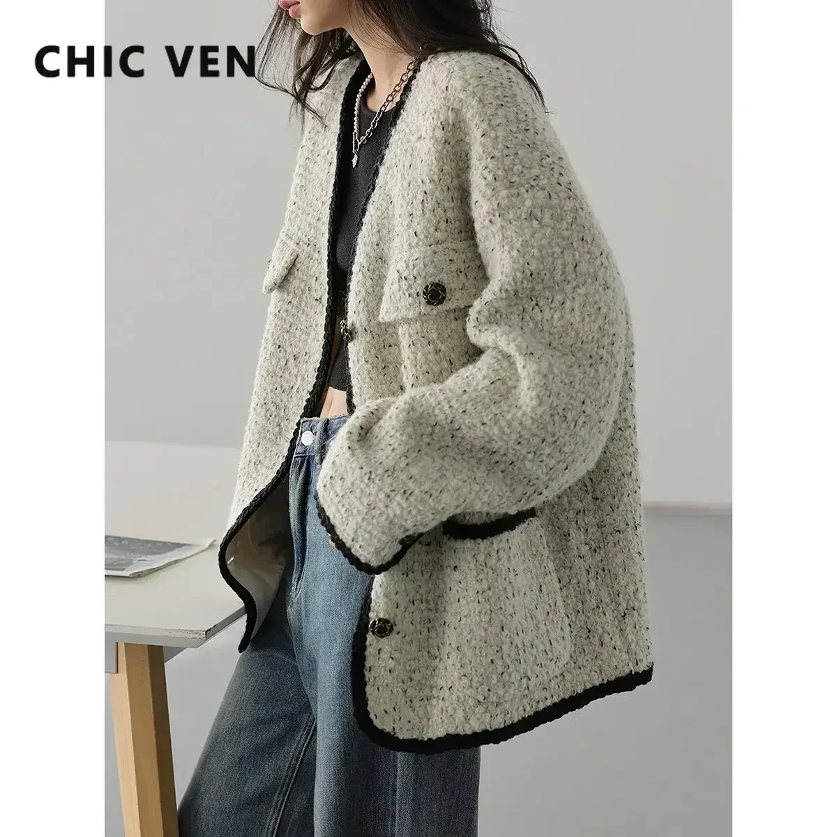 Женское шерстяное пальто chic ven