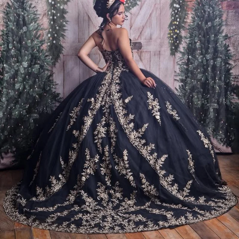 Блестящие черные платья quinceanera - Фотография_3