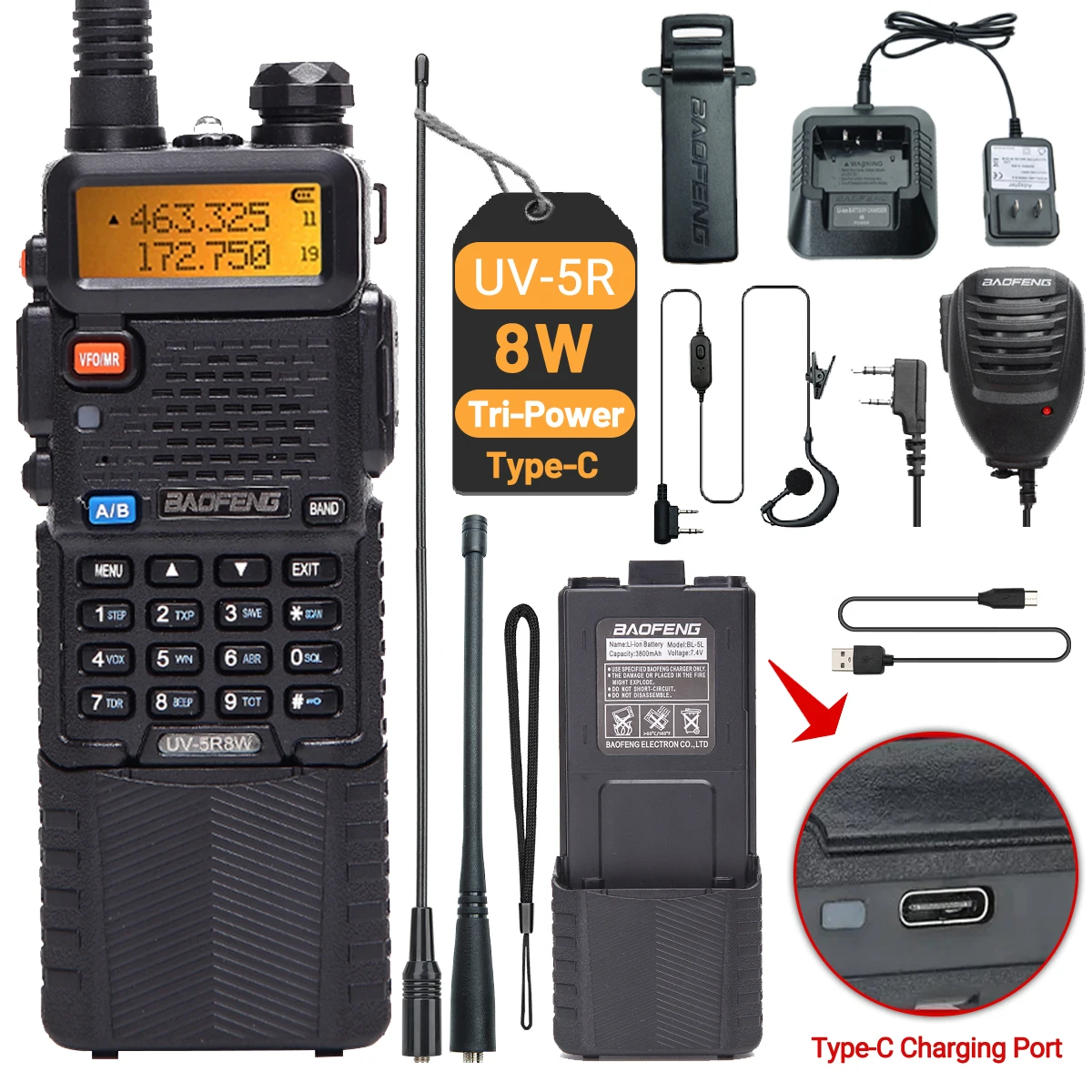 Портативная рация baofeng uv-5r 8 вт 3800 мач