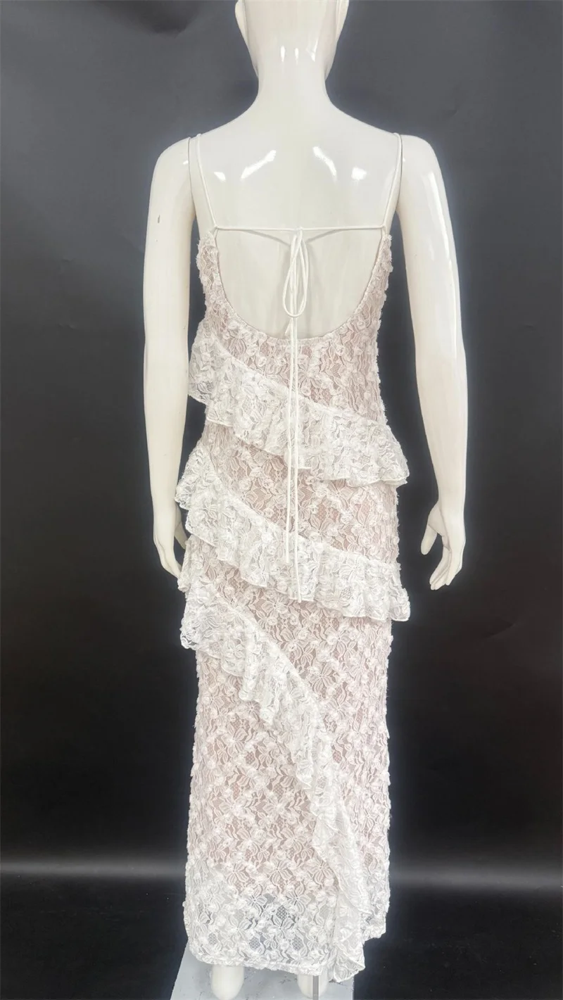 Летнее белое кружевное женское платье для выпускного вечера - Фотография_5