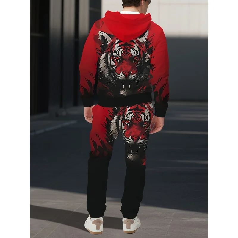 Мужской комплект с капюшоном с 3d-принтом тигра - Фотография_5