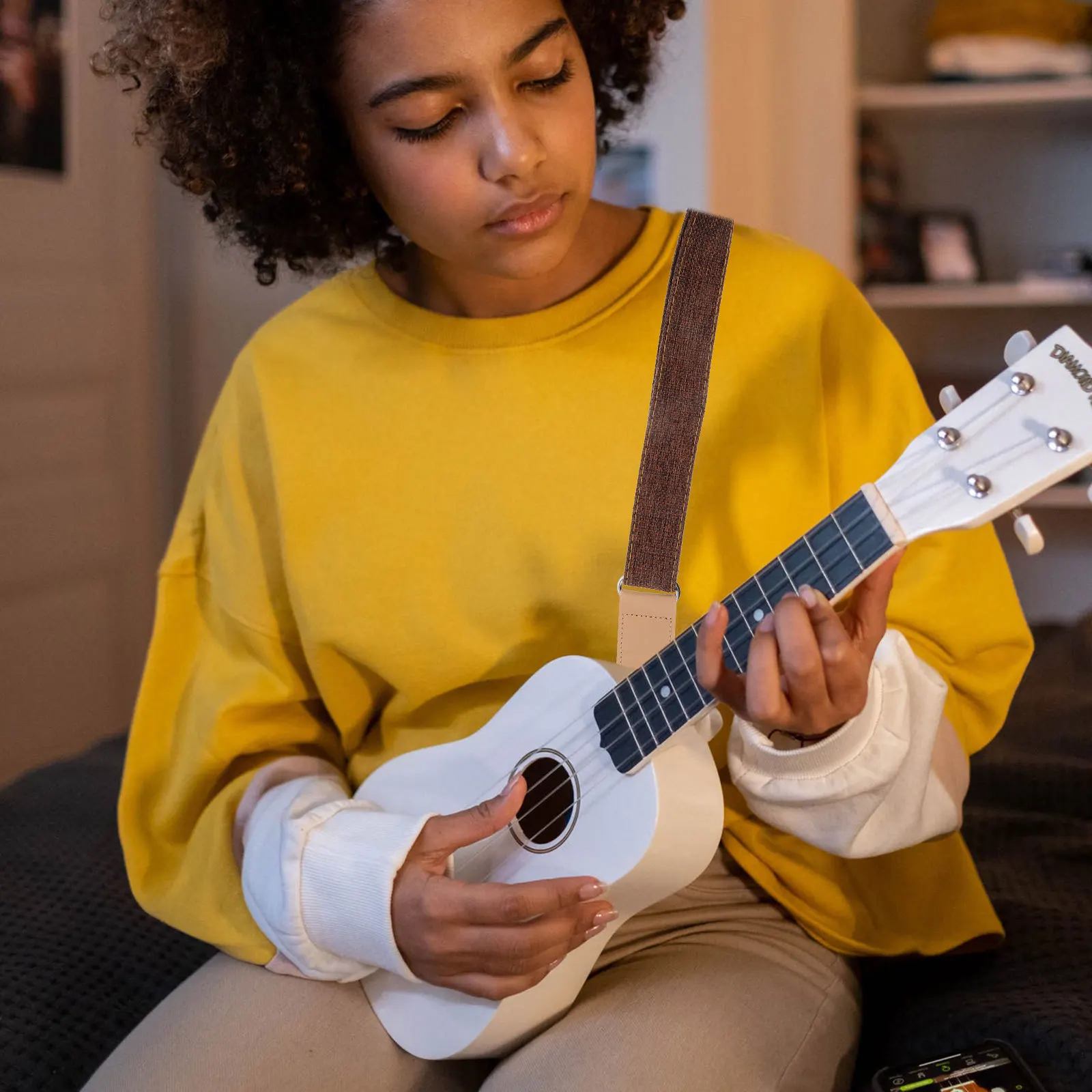 Прочный хлопковый льняной ремешок для укулеле - Фотография_6