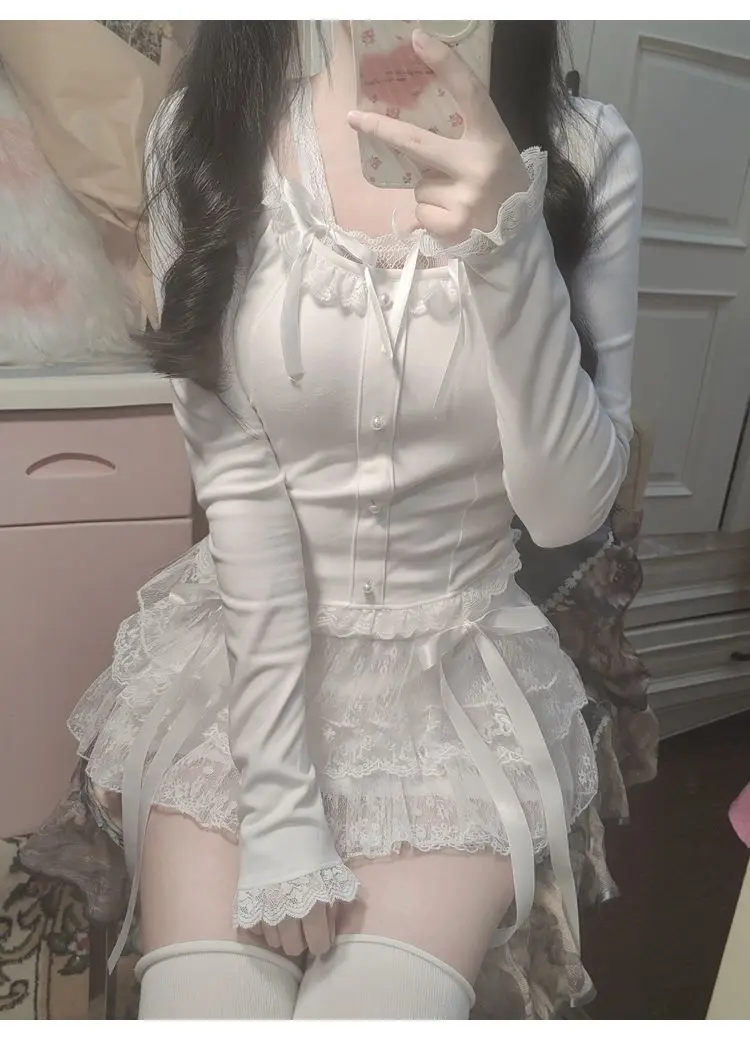 Y2k кружева sweet girl корейские - Фотография_4