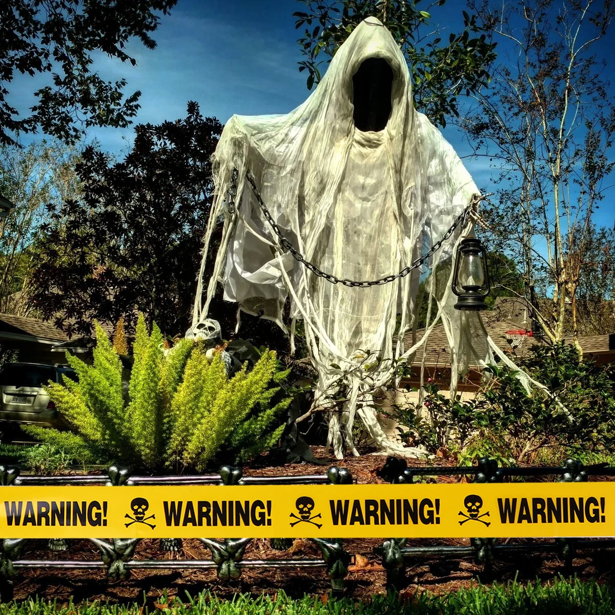 Ярко-желтый оранжевый барьерная лента для хэллоуина - Фотография_5