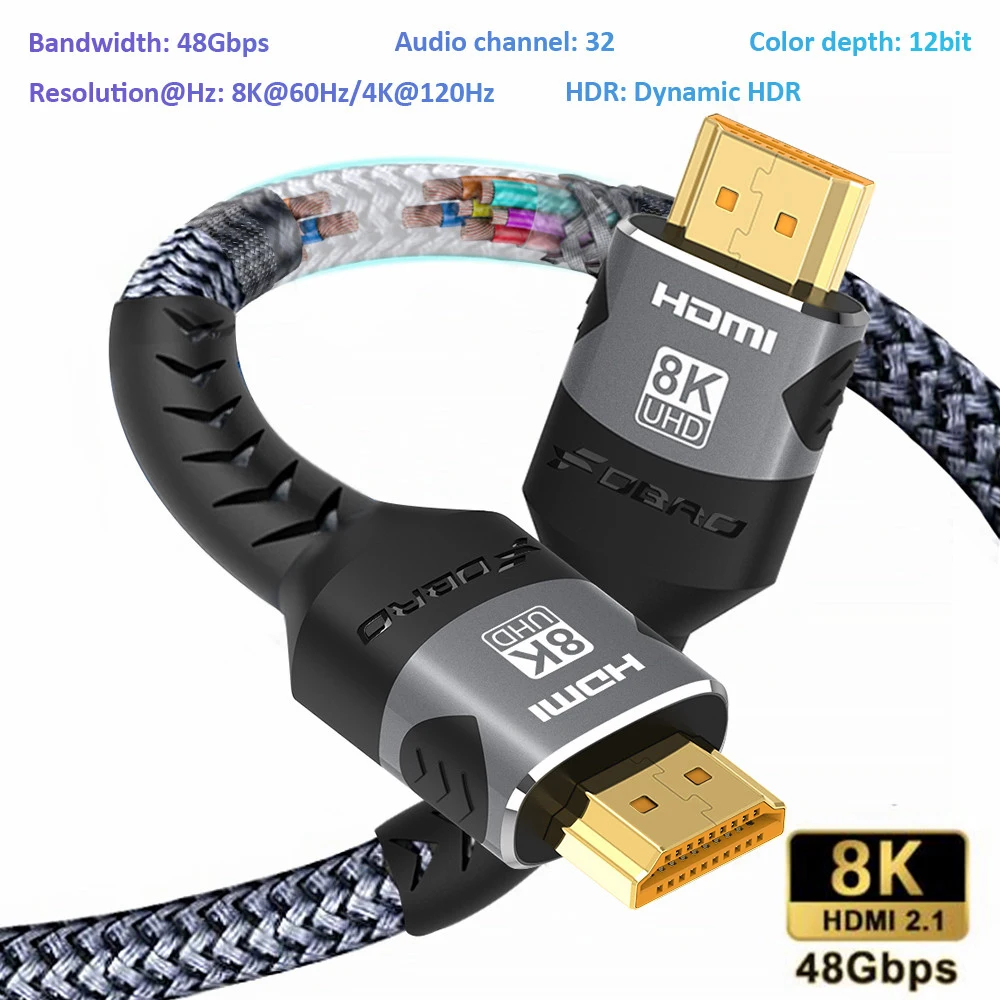 8k hdmi-совместимый кабель 4k при 120 гц 8k при 60 гц hdmi 2