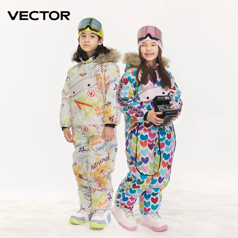 Плотный детский цельный лыжный комбинезон vector - Фотография_6
