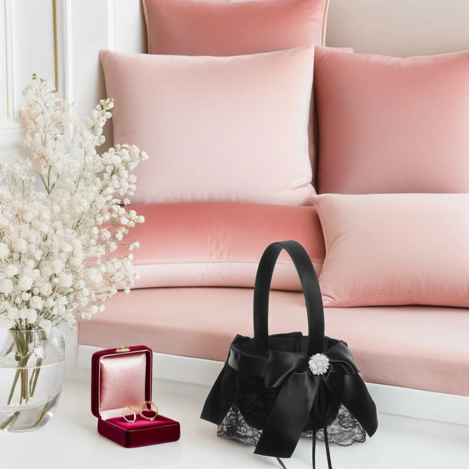 Черная элегантная цветочная корзина - Фотография_2