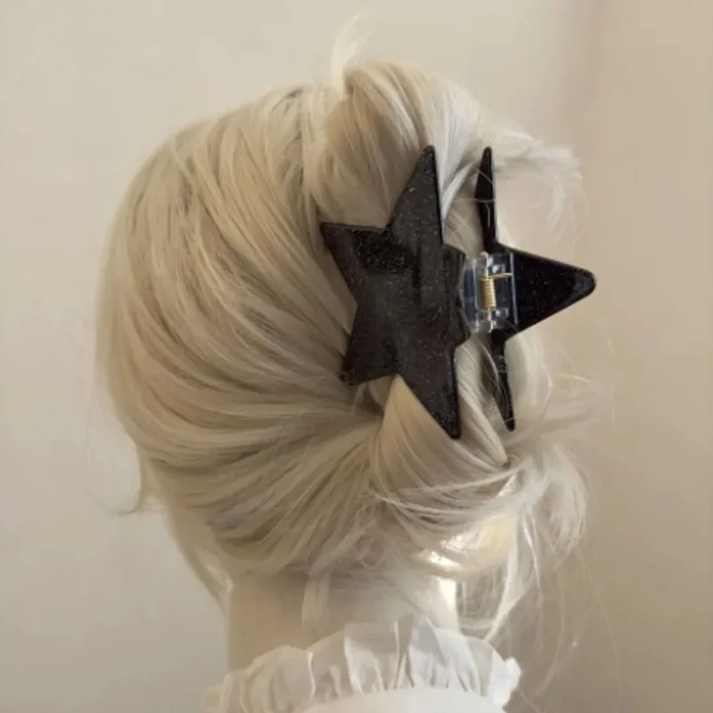 Y2k большая заколка для волос с пятиконечной звездой - Фотография_5