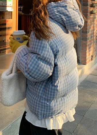 Новая синяя клетчатая куртка с капюшоном - Фотография_3