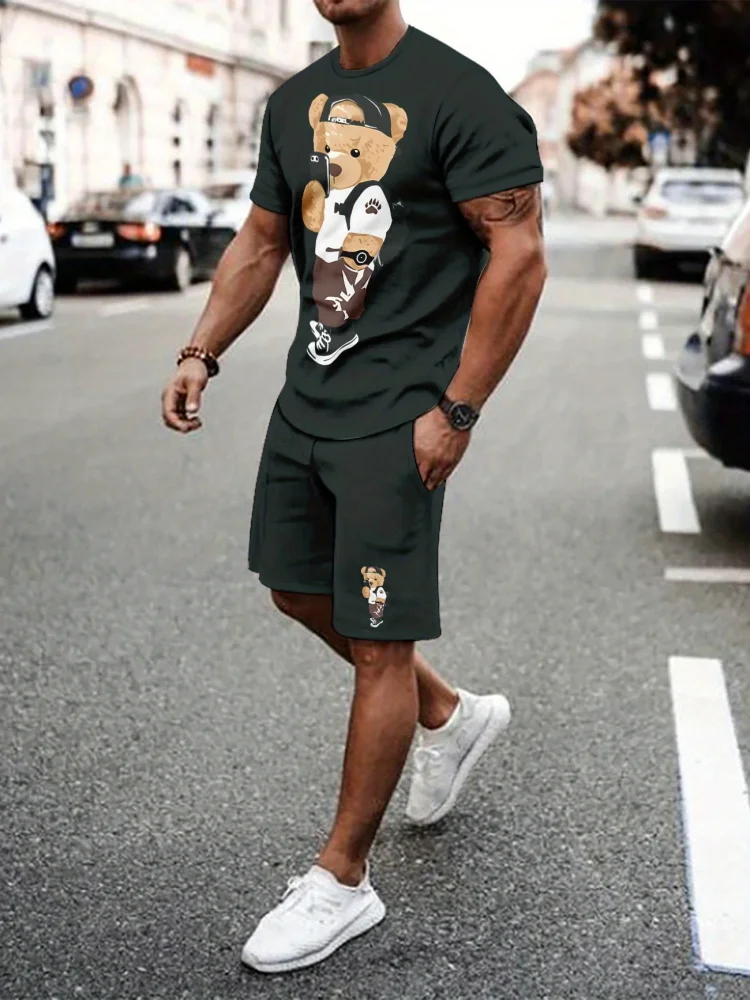 Мужской летний комплект с короткими рукавами в стиле хип-хоп - Фотография_2