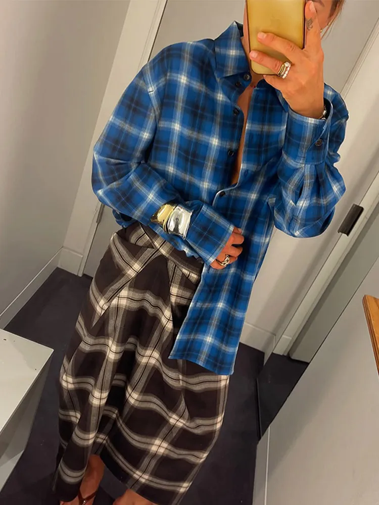 Женская юбка-миди в клетку - Фотография_3