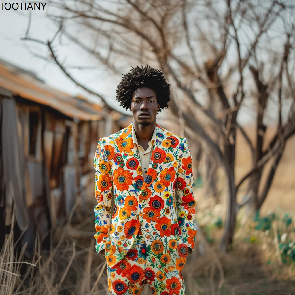 Мужской красочный цветочный принт - Фотография_2