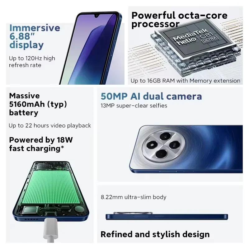 Xiaomi redmi 14c nfc-смартфоны mediatek helio g81-ultra 6 - Фотография_3