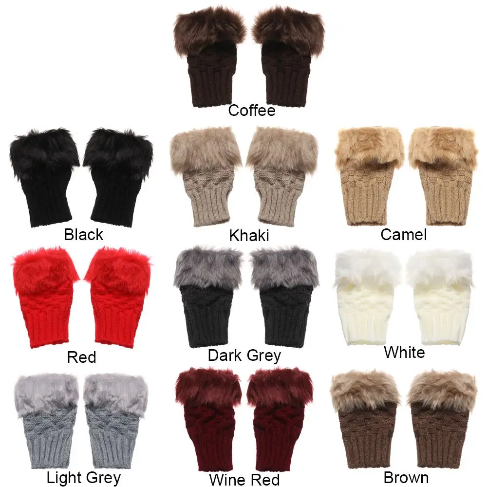 Зимние эластичные утолщенные теплые варежки с половиной пальца - Фотография_5