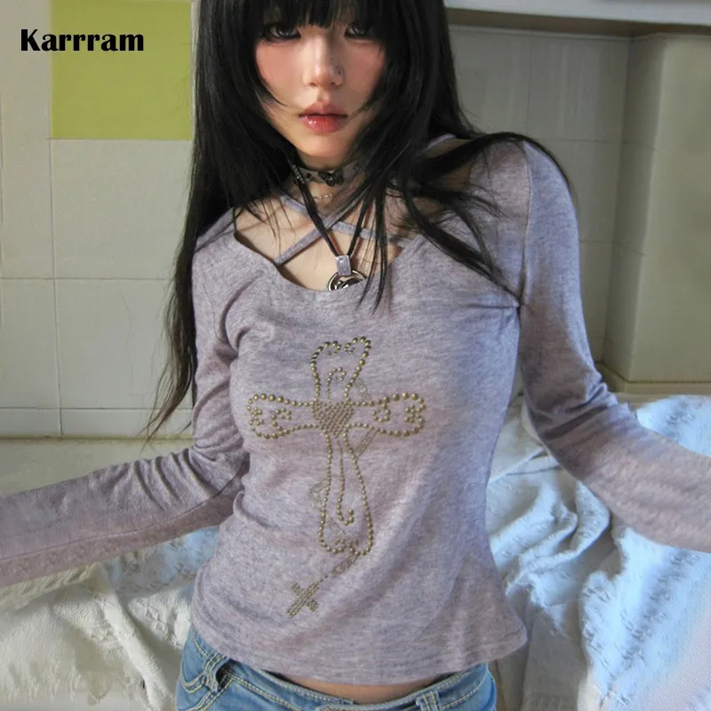 Karrram, японские вязаные топы y2k