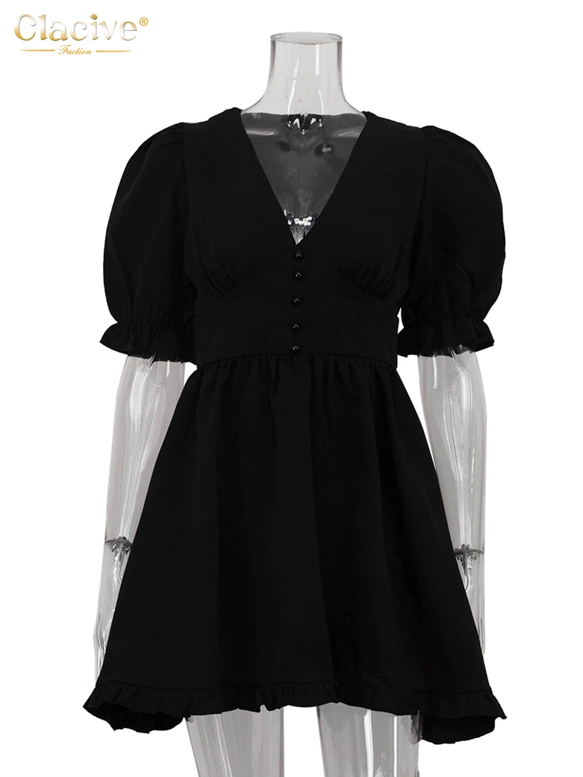 Clacive, летнее свободное черное женское платье - Фотография_5