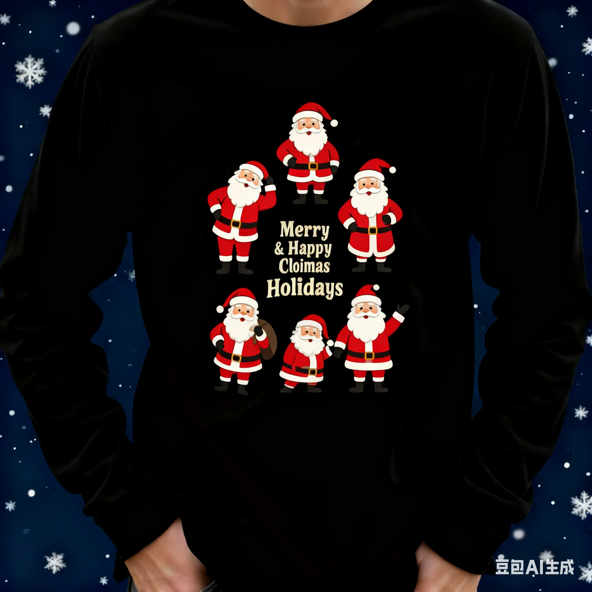 Мужская футболка с длинным рукавом с рисунком санта-клауса - Фотография_5