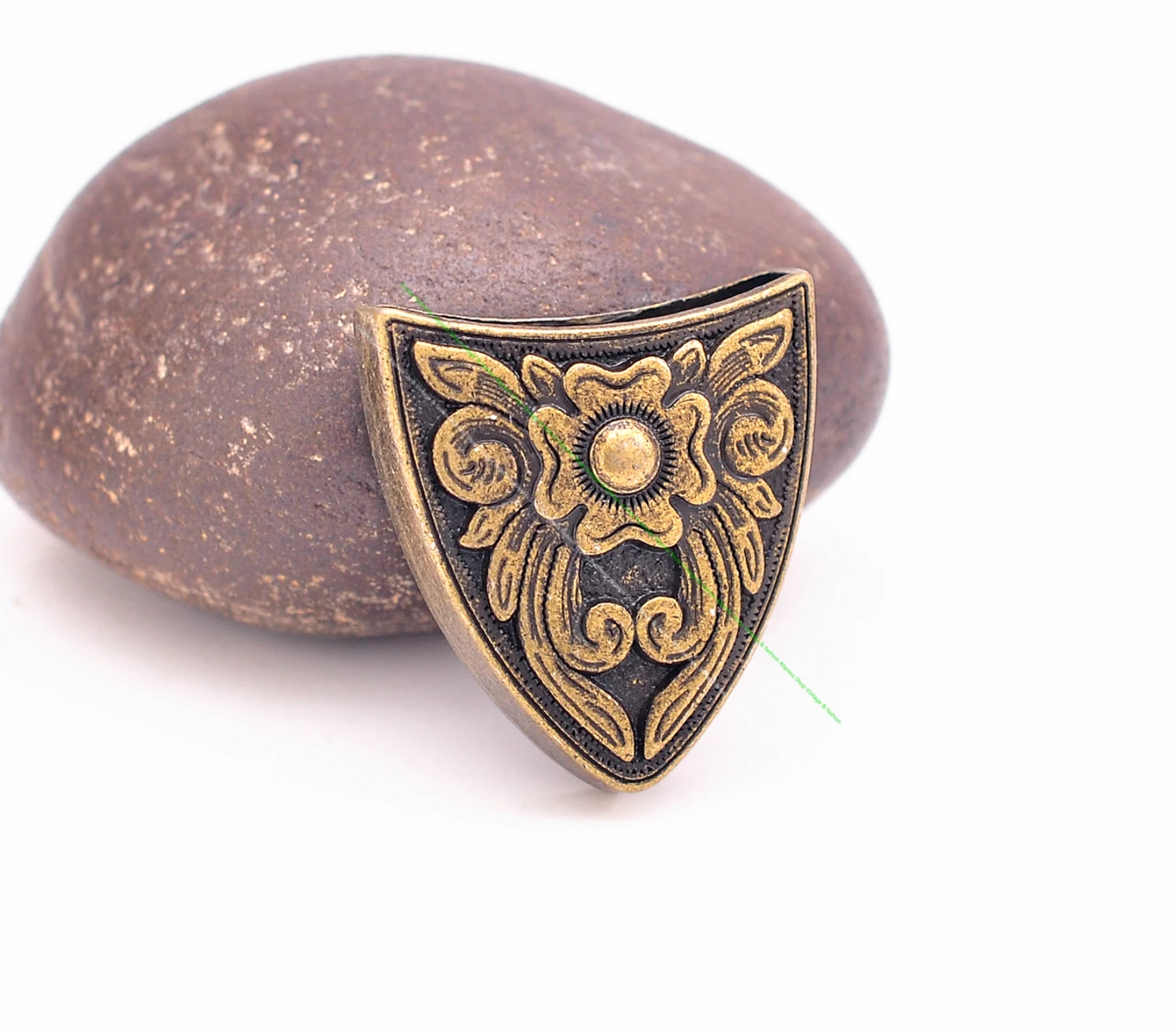 Винтажный латунный цветочный резная пряжка для ремня из 3 предметов - Фотография_4