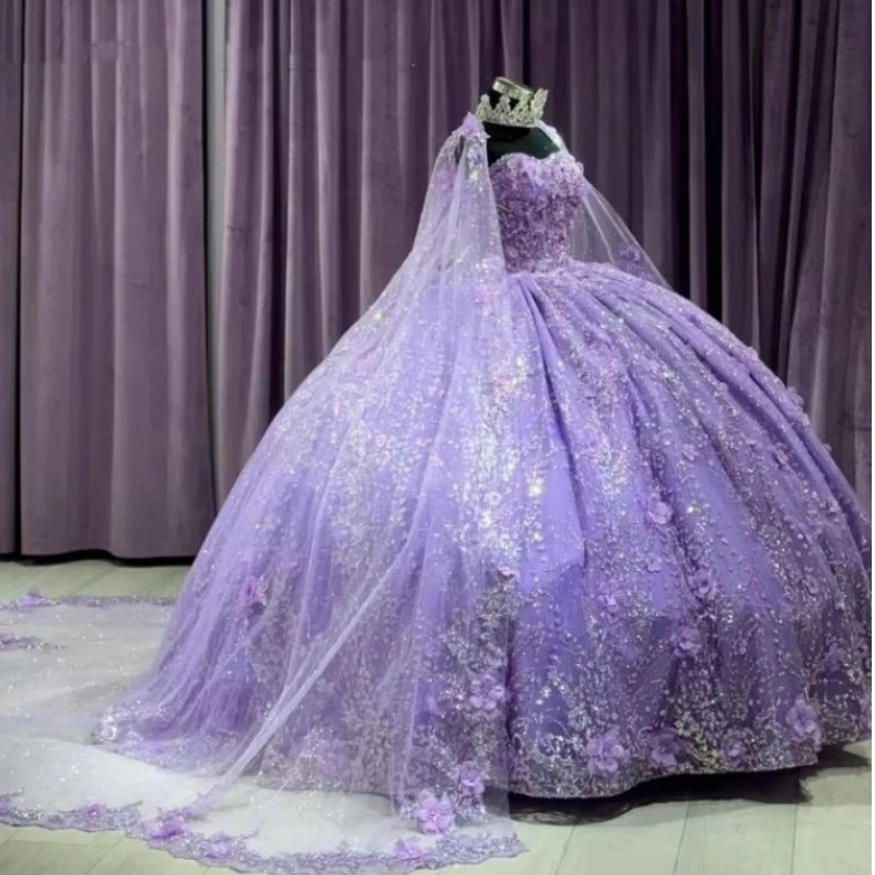 Роскошные сиреневые платья quinceanera