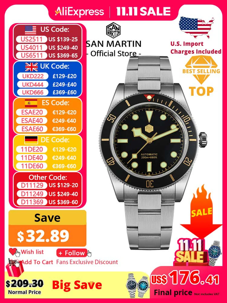 San martin новые 40 мм bb58 ретро