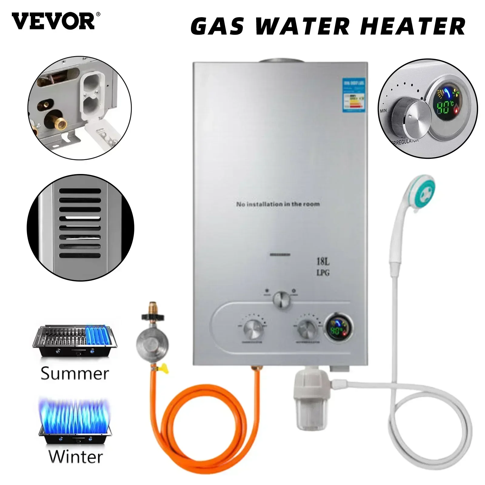 Vevor 6l 8l 10l 12l 16l 18l газовый