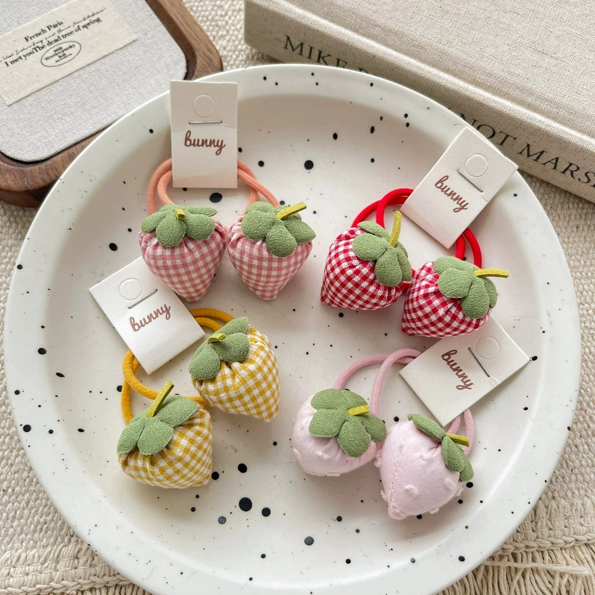 Эластичные ленты для волос с рисунком клубники для девочек - Фотография_6