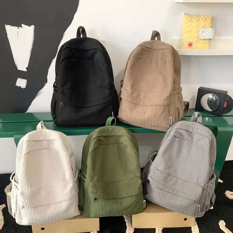 Вельветовые повседневные школьные сумки с мягкими швейными нитками - Фотография_6